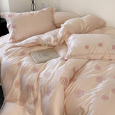 Luxury Natural Camellia Embroidery Bedding Set | Yedwo